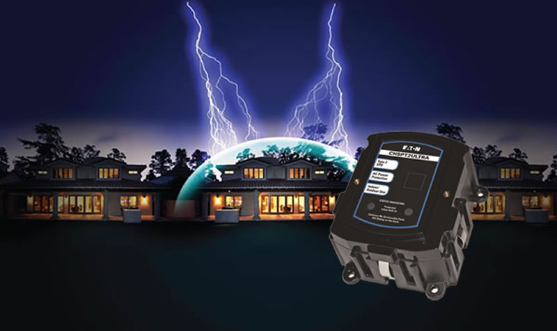 A lightning storm near a residence can deliver a high energy electrical surge that can enter a home and destroy appliances, televisions, stereo equipment, and other electrical products