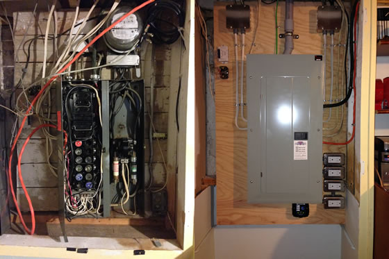 Before and after fuse box upgrade to electrical panel